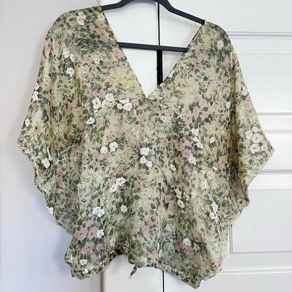 PRICE DROP! Paul & Joe Silk & Lurex Butterfly Wing Green & Pink Floral Blouse